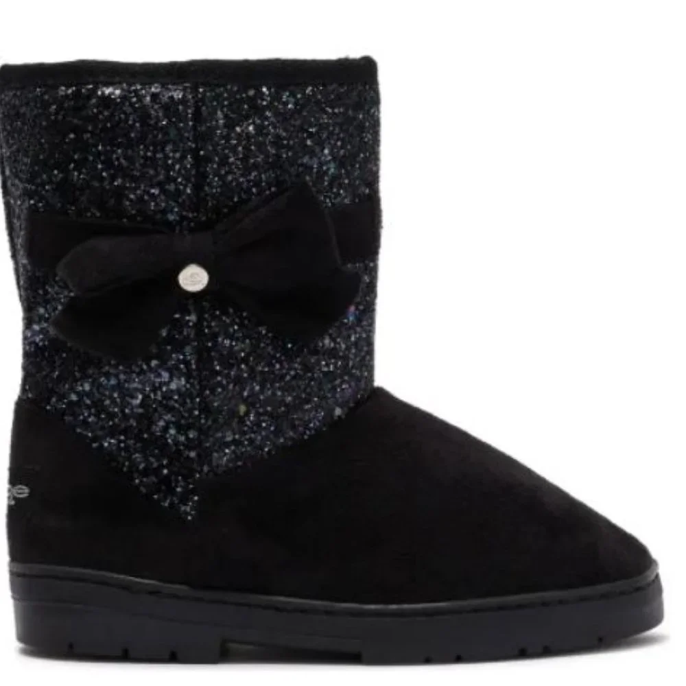 Bebe Microsuede Glitter Faux Fur Winter Boot